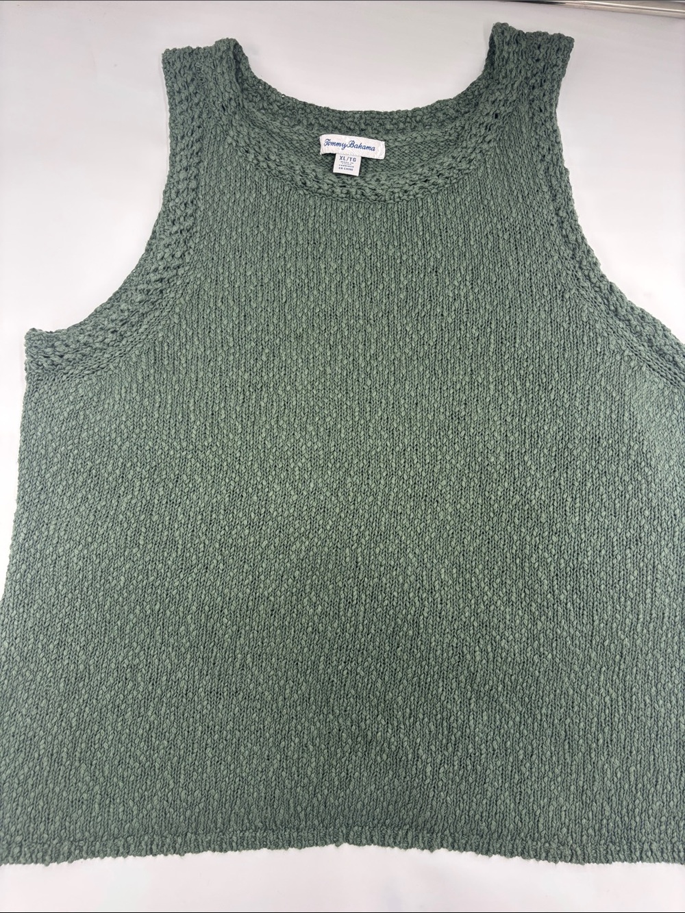 Tommy Bahama Crochet Edge Sleeveless Linen-Blend Sweater